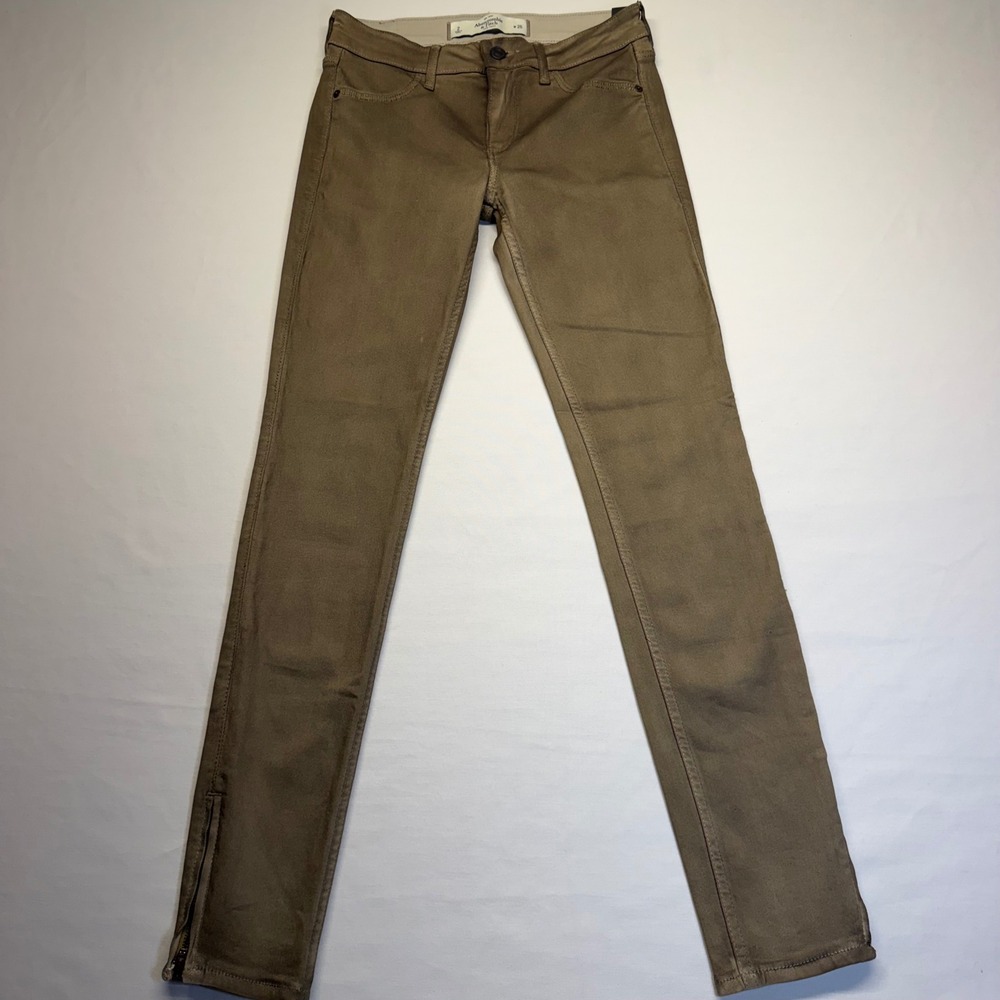 Abercrombie & Fitch Mid Rise Jegging Ankle Zip 2R W26 Tan Womens Skinny NWT